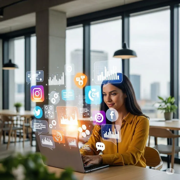 Woman building a strong and recognizable online brand